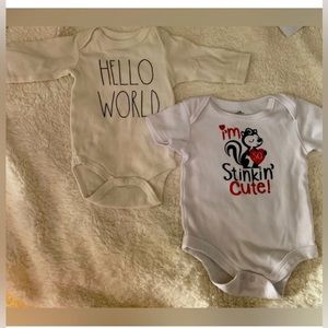 “Hello World” 0-3 month onesie,”I’m stinking cute” 0-3 month onesie